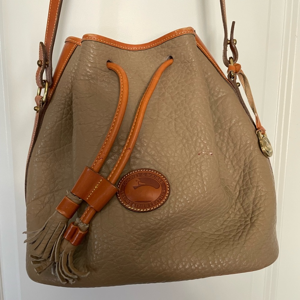 Vintage Dooney & Bourke Leather Bucket Drawstring Bag